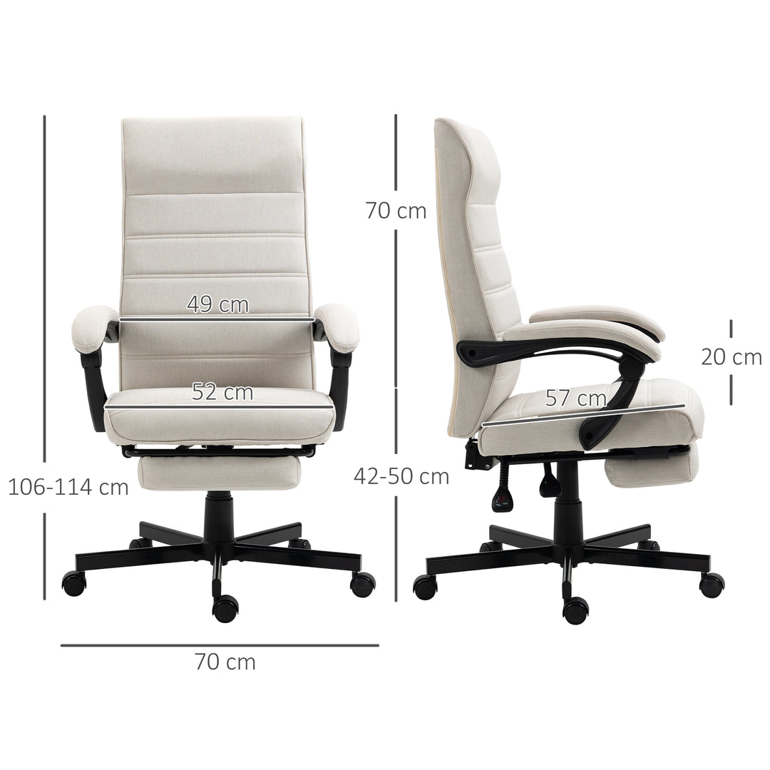 Office Chair, Computer Desk Chair, Fabric Swivel Chair with Adjustable Height and Rolling Wheels for Home Office Work Study, Cream White
