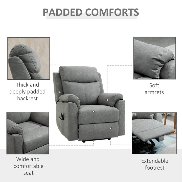 Faux Leather 70° Electric Riser Recliner Chair - Grey