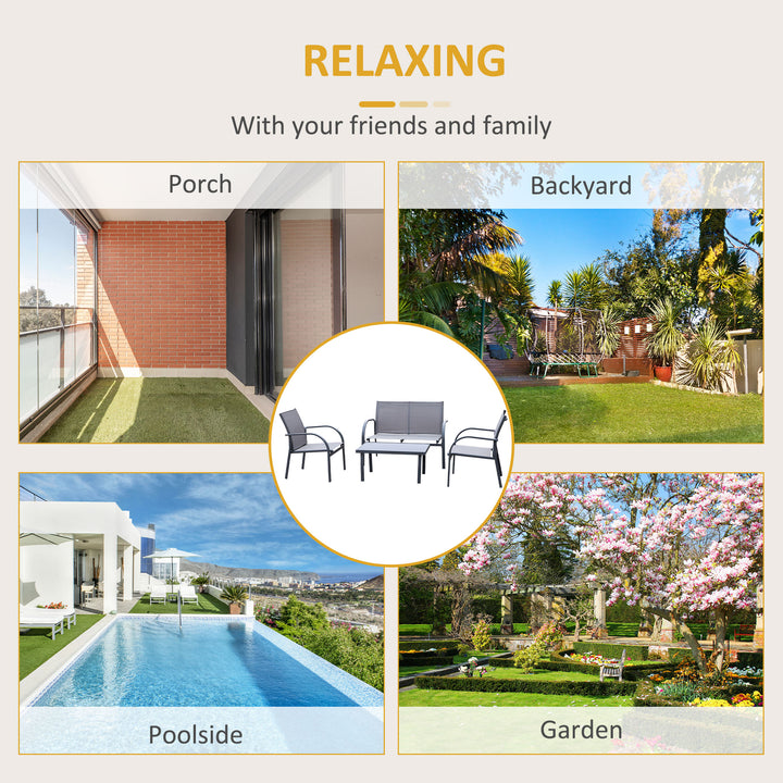 Four-Piece Minimal Garden Patio Set - Grey