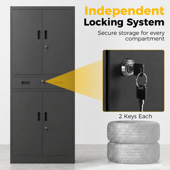 Metal Storage Cabinet, 180cm Tall Tool Cabinet with Locking Doors - view 6