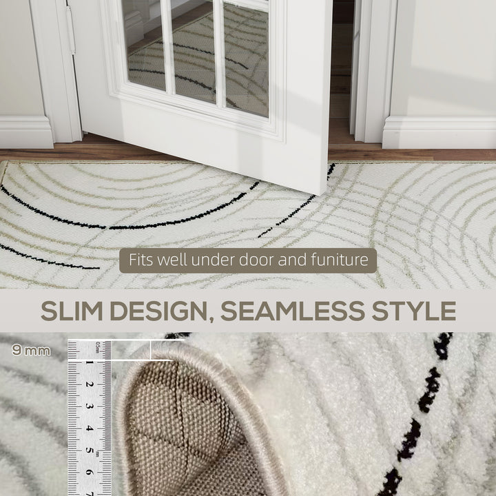 Modern Area Rug, Swirl Pattern Machine Washable Rug, Allergy-Friendly Floor Carpet for Living Room, Bedroom, Dining Room, Home Office, 230 x 160 cm, Cream White
