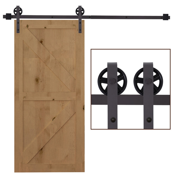 HOMCOM Modern Sliding Barn Door Closet Hardware Track Kit Track System Unit for Single Wooden Door 6FT/1830mm | Aosom UK