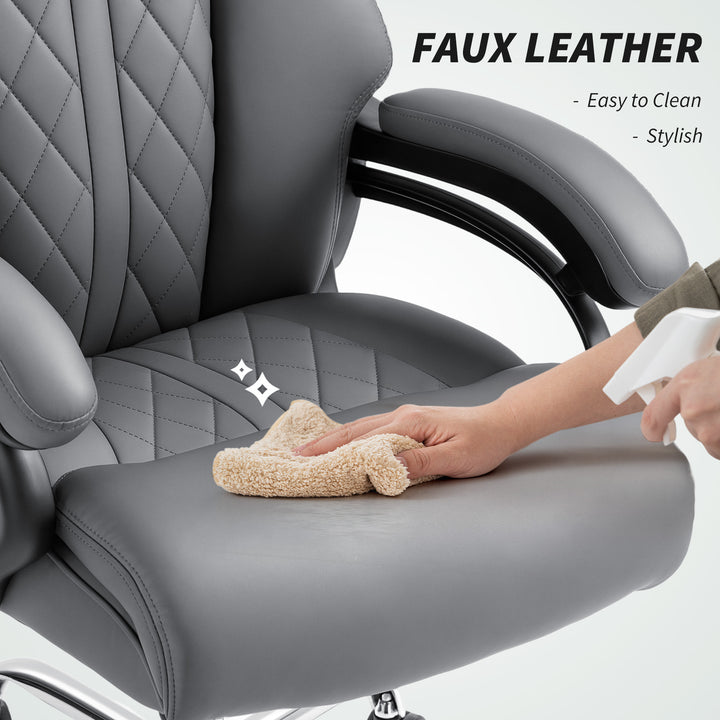Super Padded Faux Leather Office Chair - Charcoal Grey