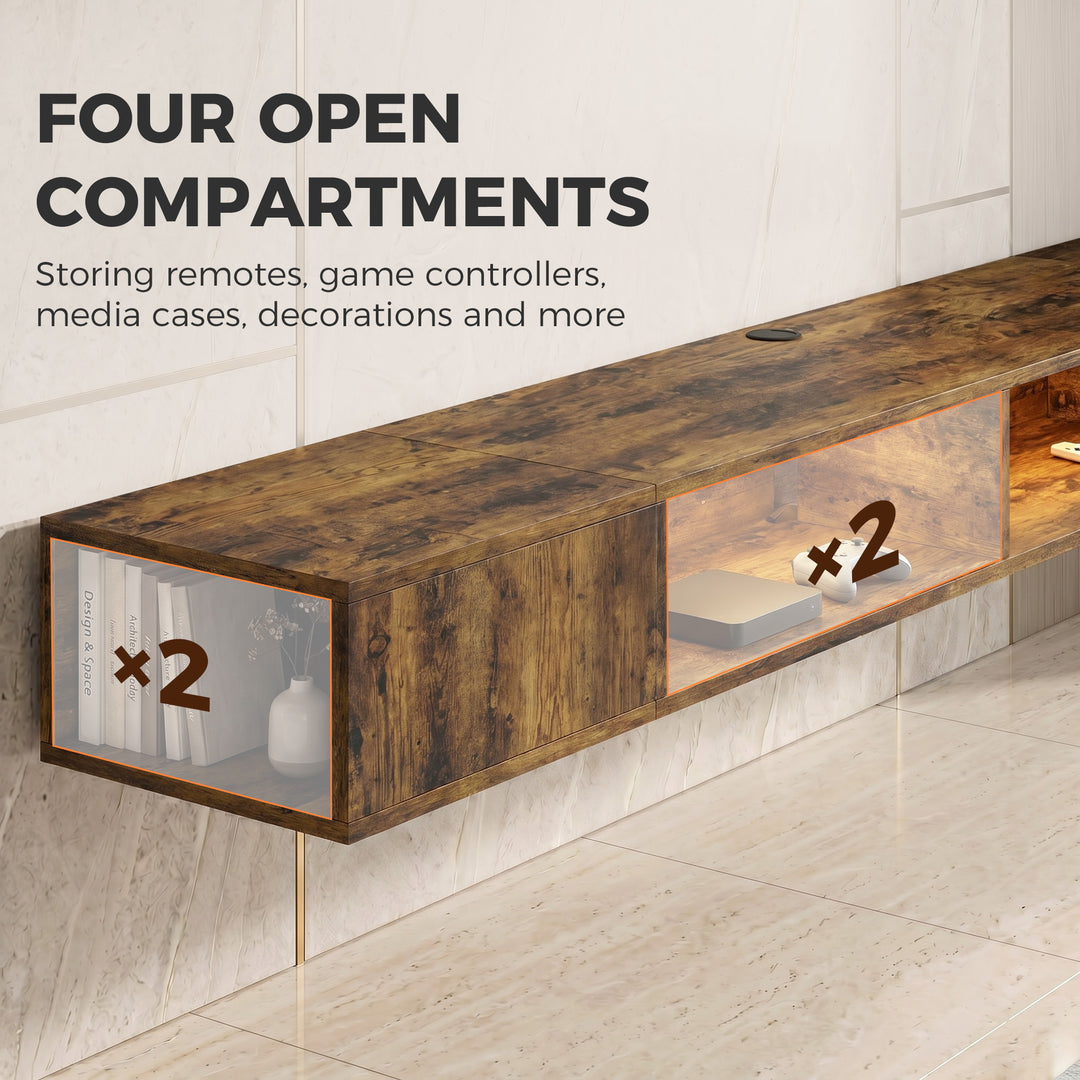 Wall Mounted TV Stand with RGB LED Lights, Floating Entertainment Cent