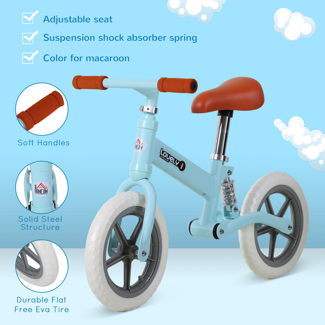 12" Kids Balance Bike No Pedal Bicycle EVA Tire Adjustable Seat Toddler Training Bike W/ Shock Absorber 2 - 5 Years Gift for Boys Girls Blue