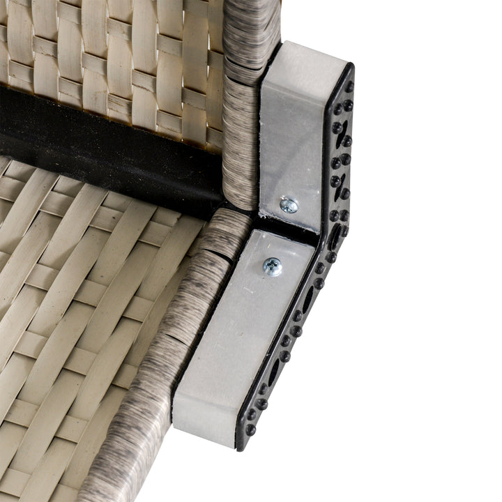 Square PE Wicker Rattan Table, with Glass Top - Light Grey