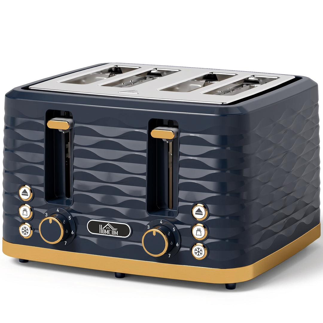 Four-Slice Rippled Toaster - Dark Blue