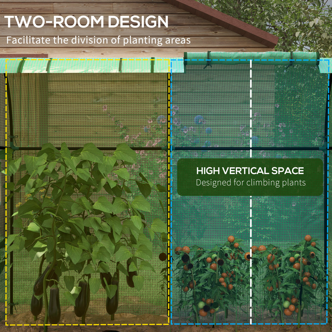 Tomato Greenhouse, Garden Growhouse with 2 Roll-up Doors and 4 Mesh Windows, Portable Indoor Outdoor Green House, 185 x 94 x 150cm, Green