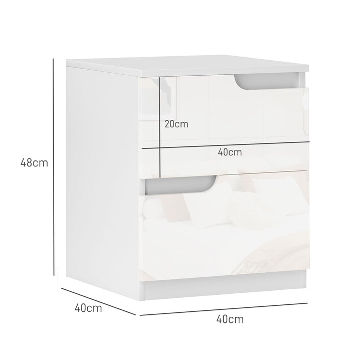 High Gloss Bedside Table Set of 2 - White