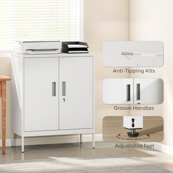 Metal Storage Cabinet with Lock and Adjustable Shelves