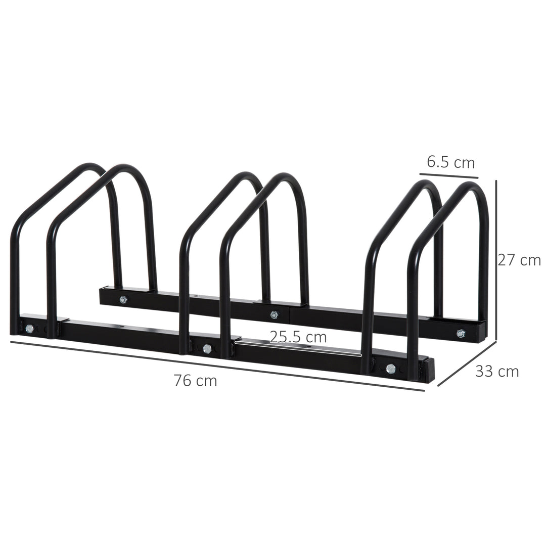 HOMCOM Bike Stand for Parking, Floor or Wall Mount Bicycle Storage Locking Stand, 76L x 33W x 27H, Black | Aosom UK