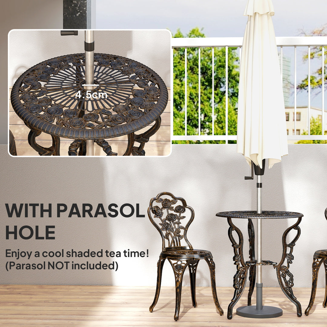 Outdoor Bistro Set Vintage Rose Design Patio Furniture Set with Round 