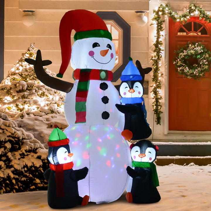 MCL 6ft Inflatable Christmas Snowman with Three Penguins LED Xmas Décor Holiday Outdoor Yard Decoration