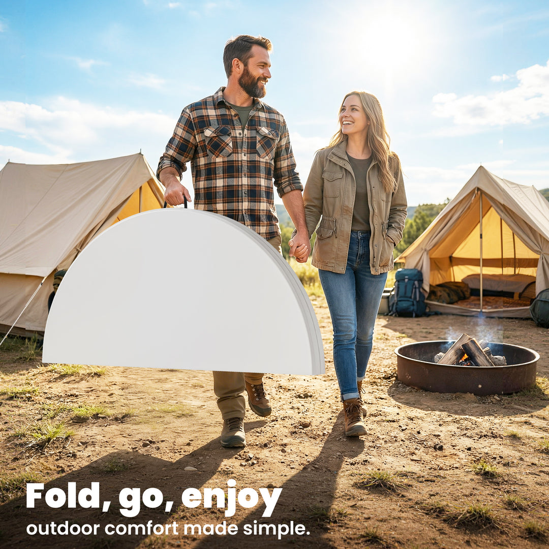 4ft Folding Picnic Table, Camping Table with Non-slip Foot Pads and Me