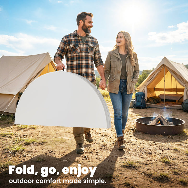 4ft Folding Picnic Table, Camping Table with Non-slip Foot Pads and Me