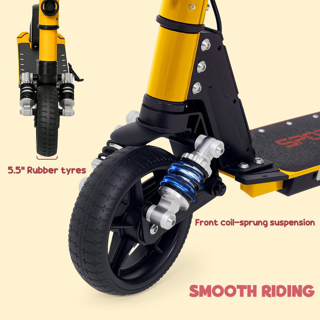 Folding Electric Scooter for Kids Age 6-14 with Dual Brakes, Front Suspension, LED Colourful Lights and Display, 6.8kg Lightweight Aluminium E Scooter, Up to 14 KM/H & 6 KM, Gold Tone