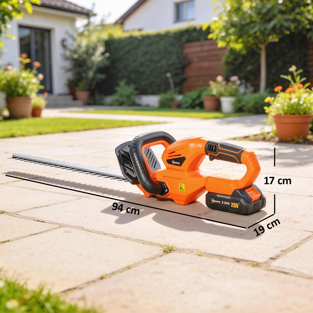 20" Cordless Hedge Trimmer, 18V Electric Hedge Cutter with 51cm Dual A