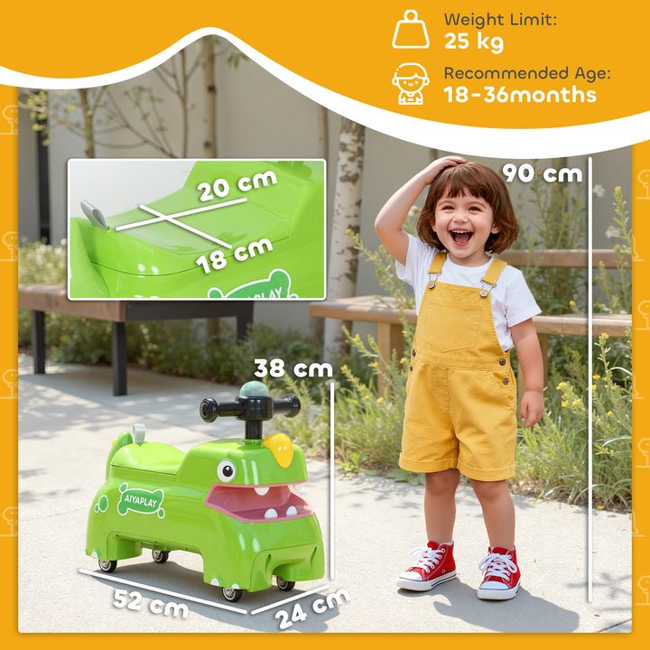 Kids Ride On Car, Dinosaur Foot to Floor Slider with Storage, Toddler Walker with Light, Sounds