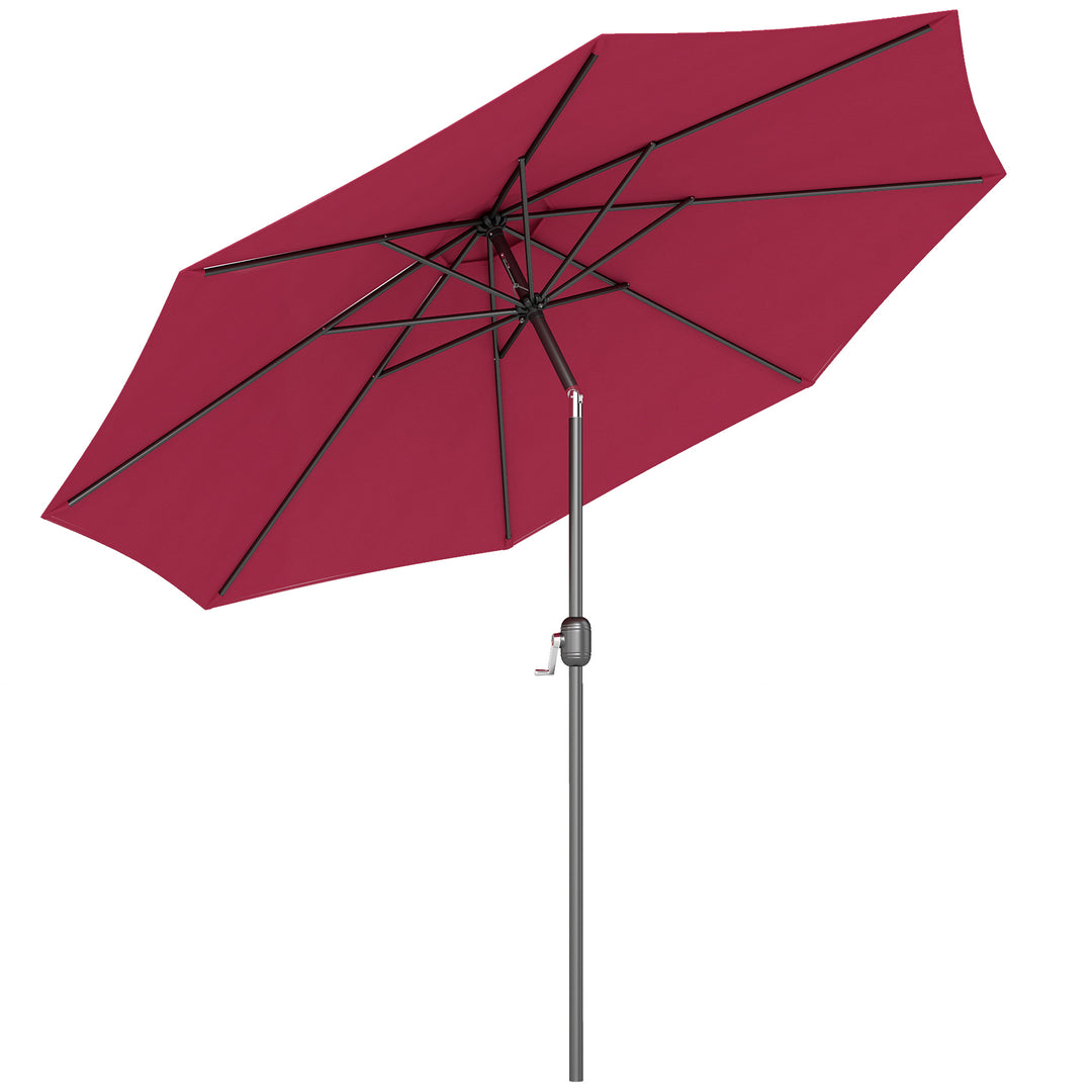 MCL 3(m) Tilting Parasol Garden Umbrellas, Outdoor Sun Shade with 8 Ribs, Tilt and Crank Handle for Balcony, Bench, Garden, Wine Red