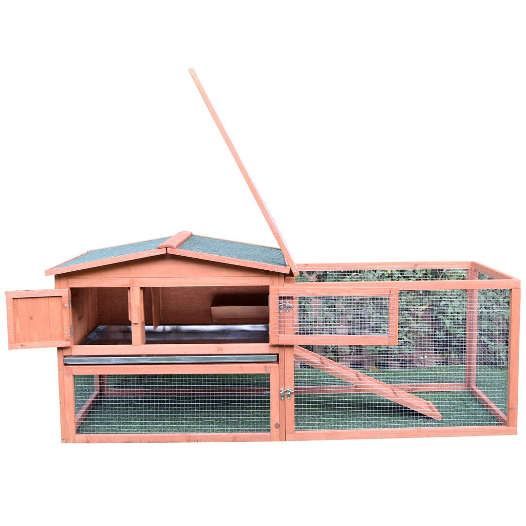 2 Floor Wooden Guinea Pigs Hutches House Bunny Coop Outdoor Garden Backyard, 158L x 58W x 68H cm