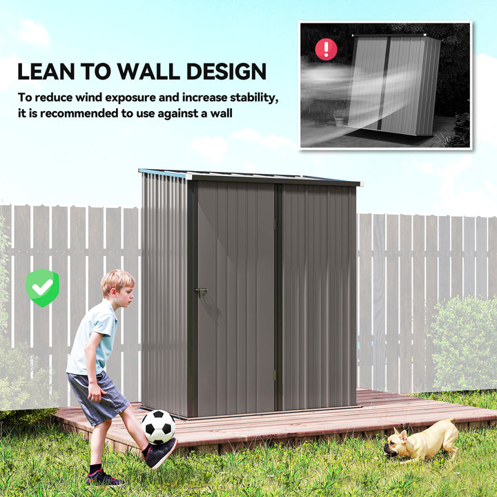 5.3 x 3.1ft Corrugated Steel Garden Shed - Light Grey
