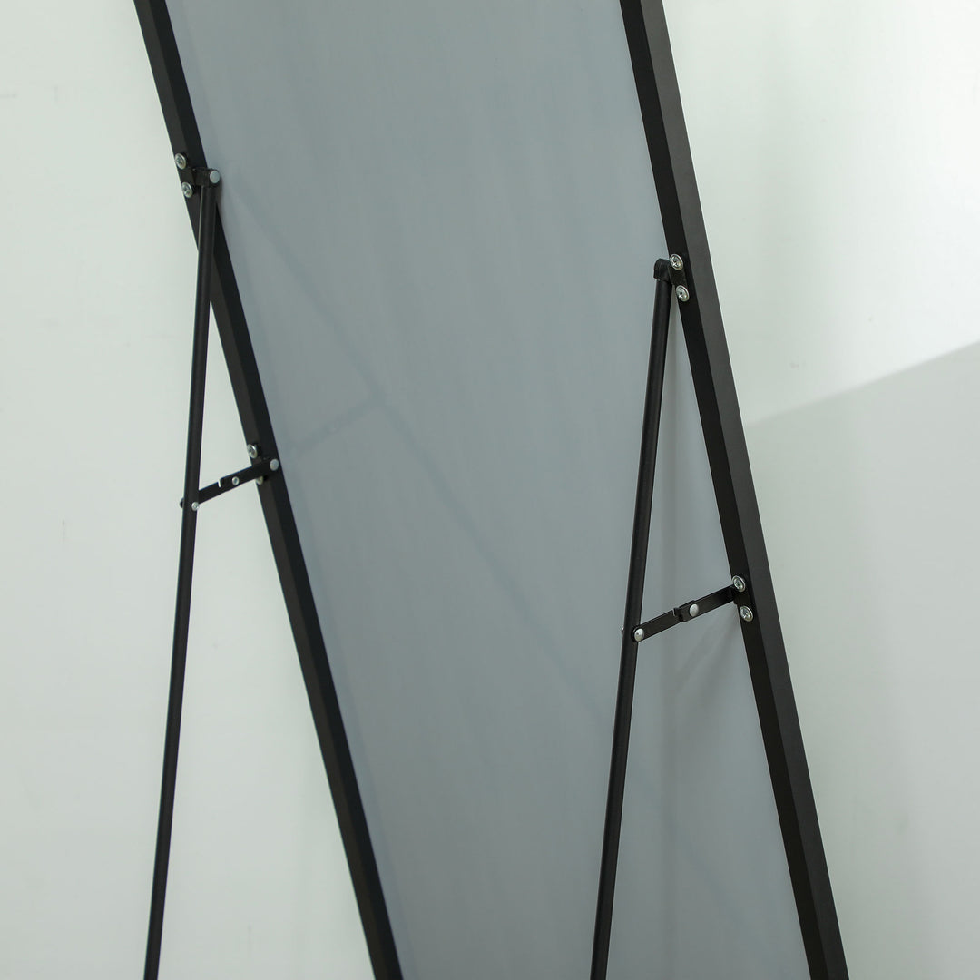 Full Length Dressing Mirror, Floor Standing or Wall Hanging, Aluminium Alloy Framed Full Body Mirror for Bedroom, Living Room, 50 x 161.5cm, Black