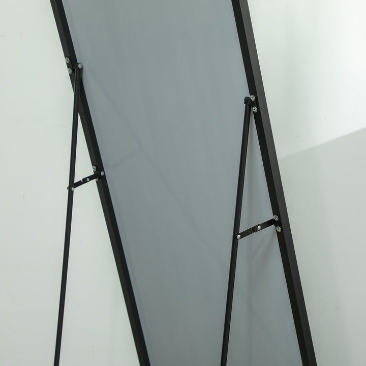 Full Length Dressing Mirror, Floor Standing or Wall Hanging, Aluminium Alloy Framed Full Body Mirror for Bedroom, Living Room, 50 x 161.5cm, Black