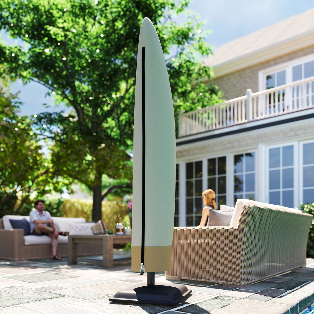 MCL Parasol Cover, 600D Oxford Cantilever Umbrella Cover Fit for 2-4m Parasol, Banana Umbrella Protector with Zipper for Outdoor Garden, Patio, White