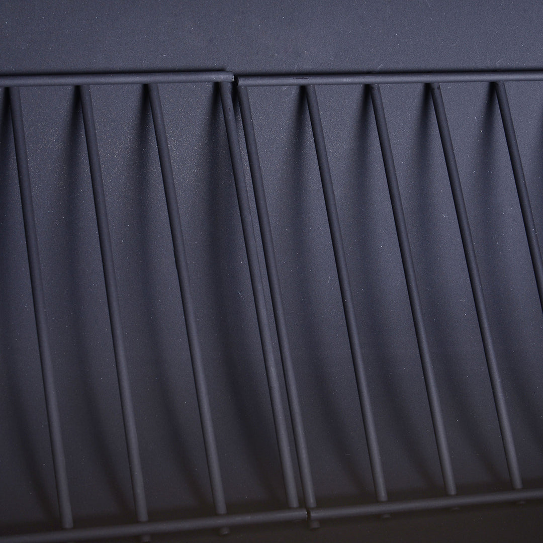 MCL Portable Charcoal BBQ Grill, Cold-rolled Steel, Solid Wood, 104H x 124L x53W cm-Black