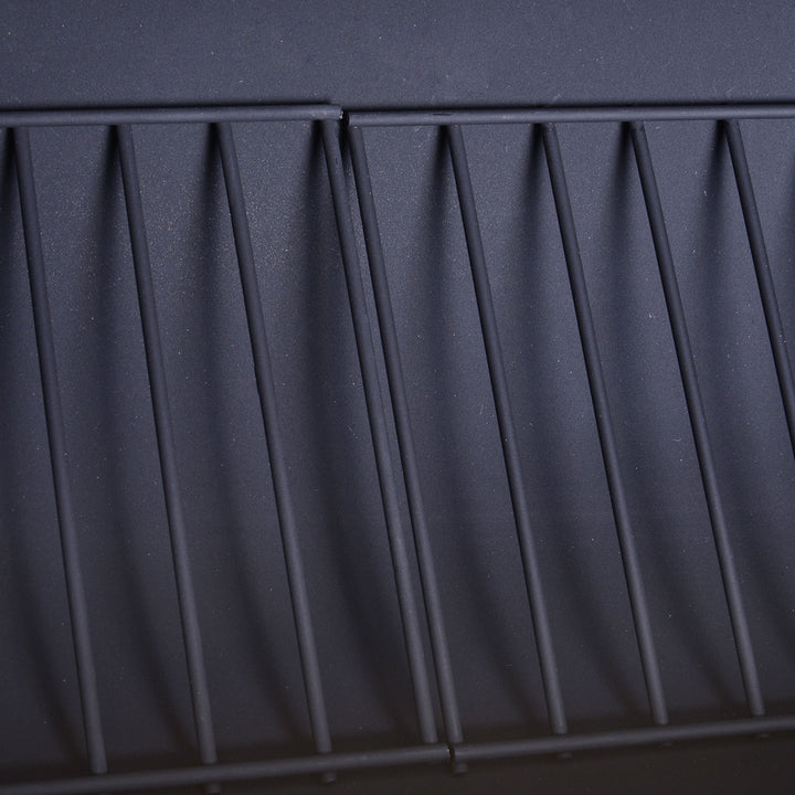 MCL Portable Charcoal BBQ Grill, Cold-rolled Steel, Solid Wood, 104H x 124L x53W cm-Black