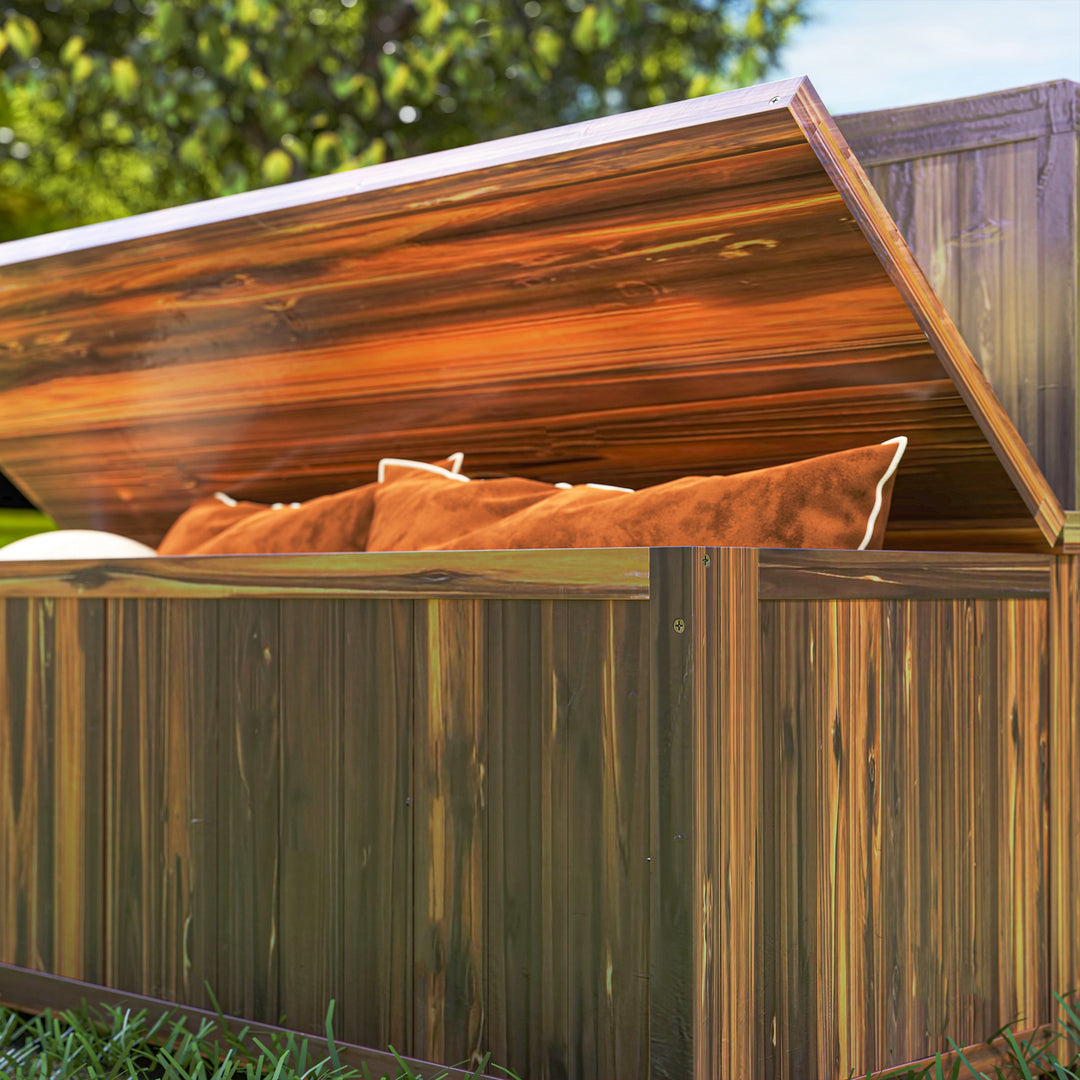 Wood Storage Bench for Patio Furniture, Outdoor Garden Seating Tools, Brown