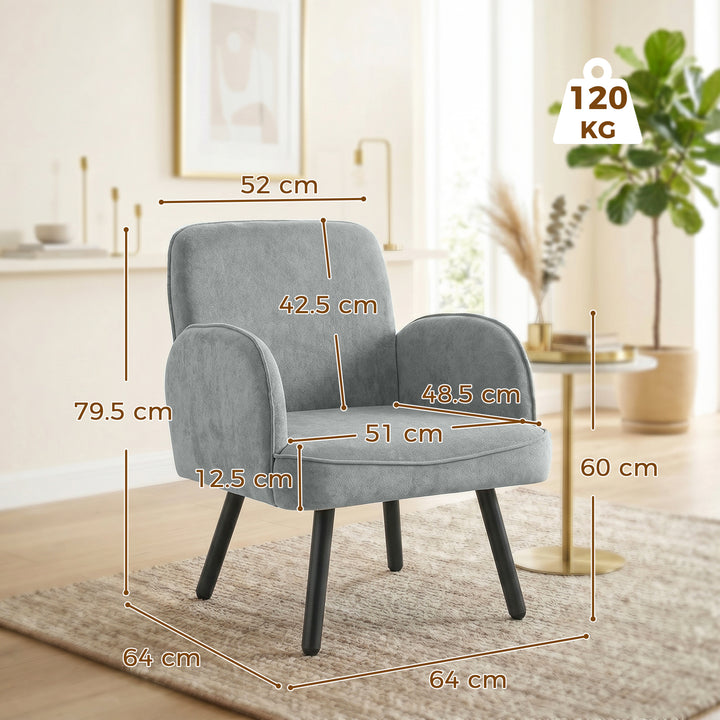 Lounge Chair Velvet Upholstered Armchair with Spring Cushion for Livin