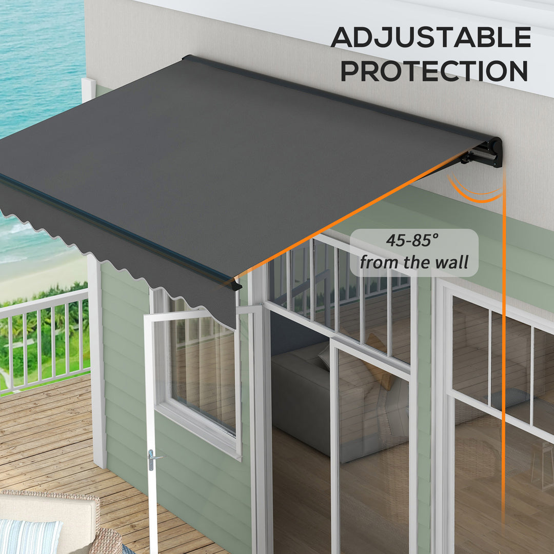 3 x 2m Aluminium Frame Electric Awning, with Remote - Dark Grey