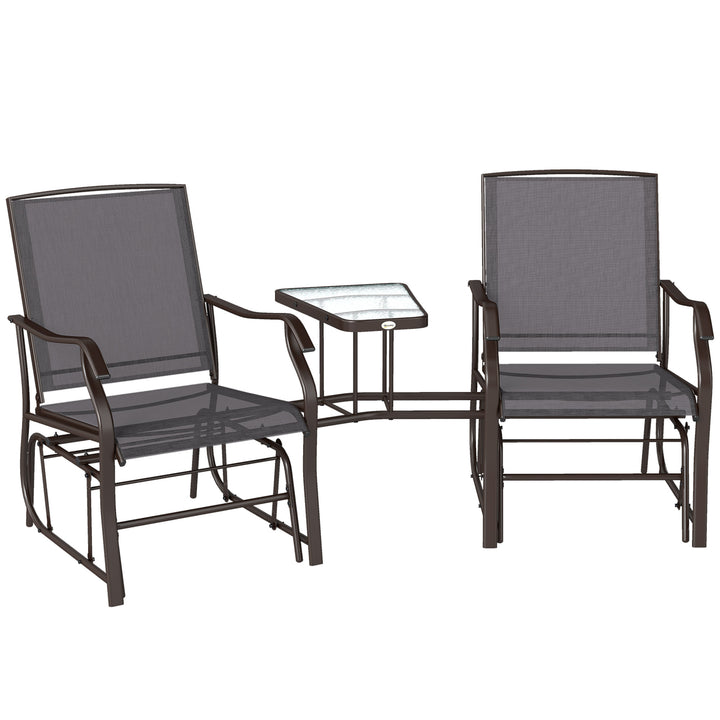 MCL Gliding Jack and Jill Seat, with Glass-Top Table - Brown/Grey