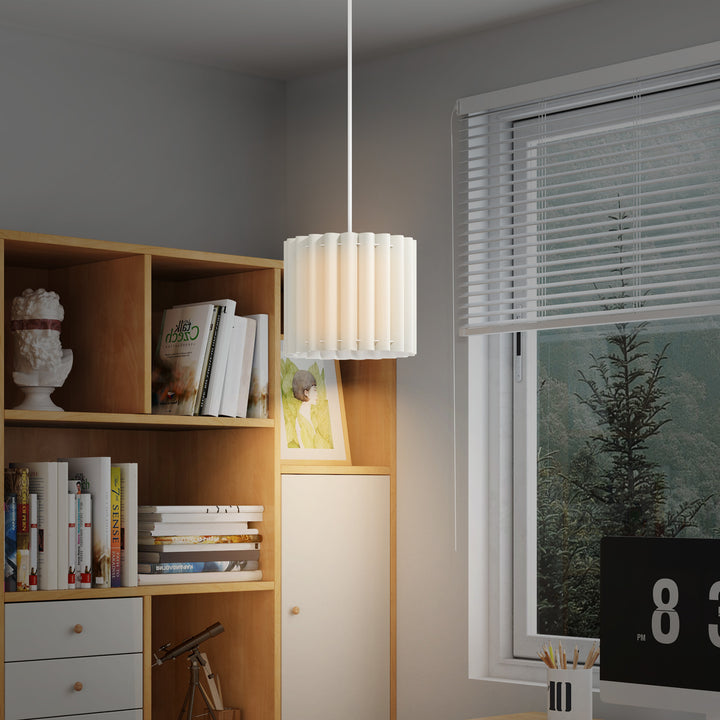 Linen Pendant Light, Modern Wave Ceiling Light Shade, E27 Lampshade for Living Room, Bedroom, Kitchen, Hallway, White