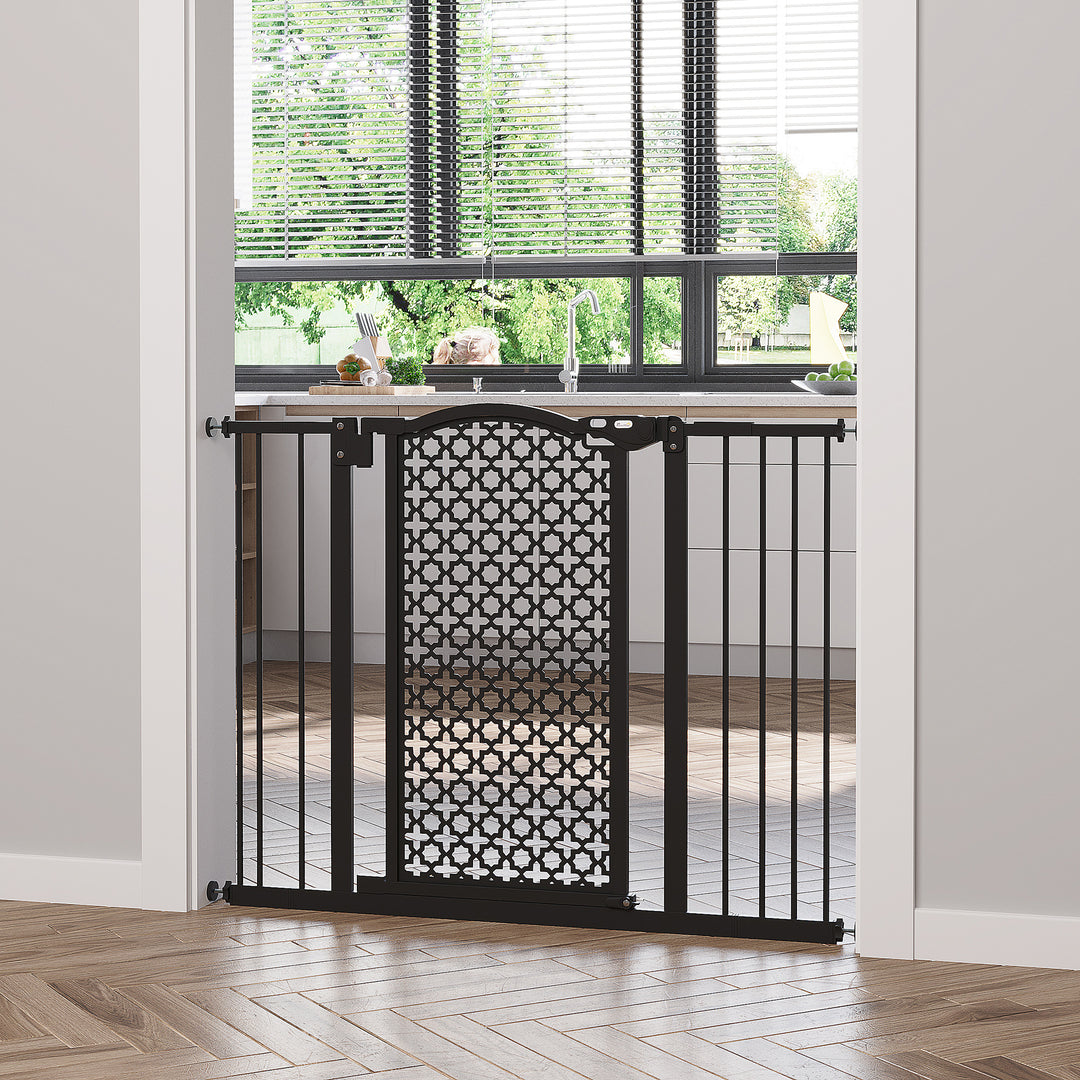 74-105cm Pet Safety Gate Stair Barrier, with Auto Close, Double Locking - Black