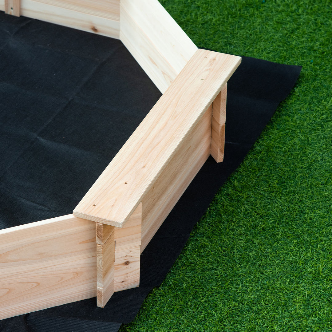 Kids Wooden Sand Pit Children Sandbox with Cover Outdoor Playset for Backyard for 3-8 years 139.5 x 139.5 x 21.5 cm