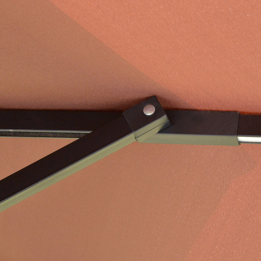 MCL 3(m) Cantilever Banana Parasol Hanging Umbrella with Double Roof, LED Solar lights, Crank, 8 Sturdy Ribs and Cross Base for Outdoor, Garden, Patio, Coffee