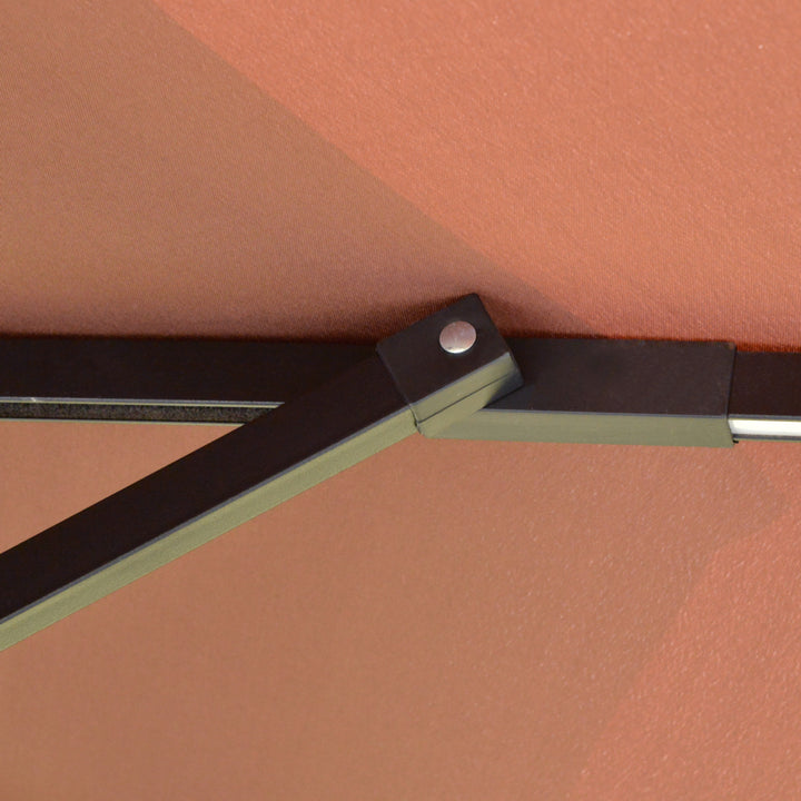 MCL 3(m) Cantilever Banana Parasol Hanging Umbrella with Double Roof, LED Solar lights, Crank, 8 Sturdy Ribs and Cross Base for Outdoor, Garden, Patio, Coffee