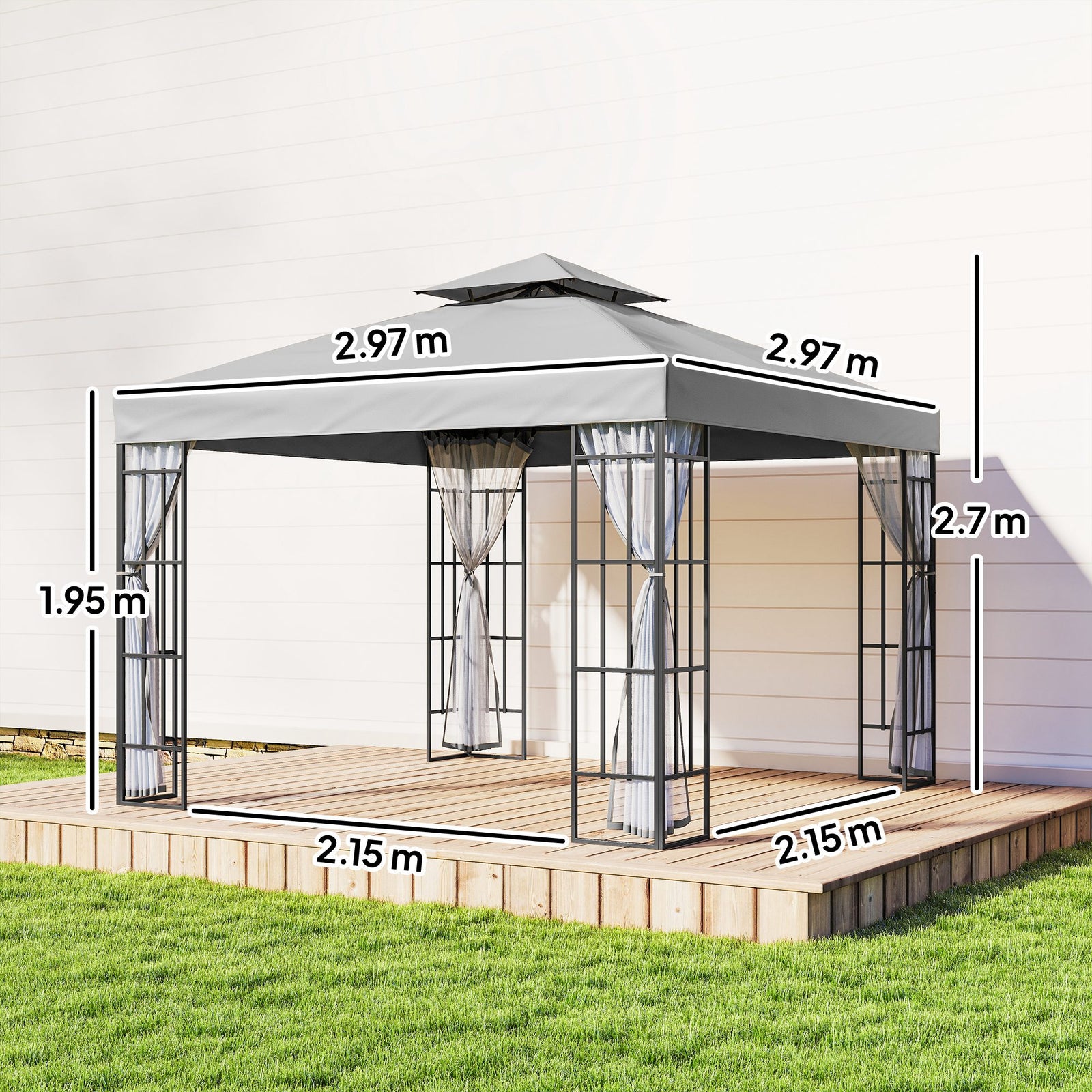 3 x 3(m) Patio Gazebo Canopy Garden Pavilion Tent Shelter with 2 Tier 