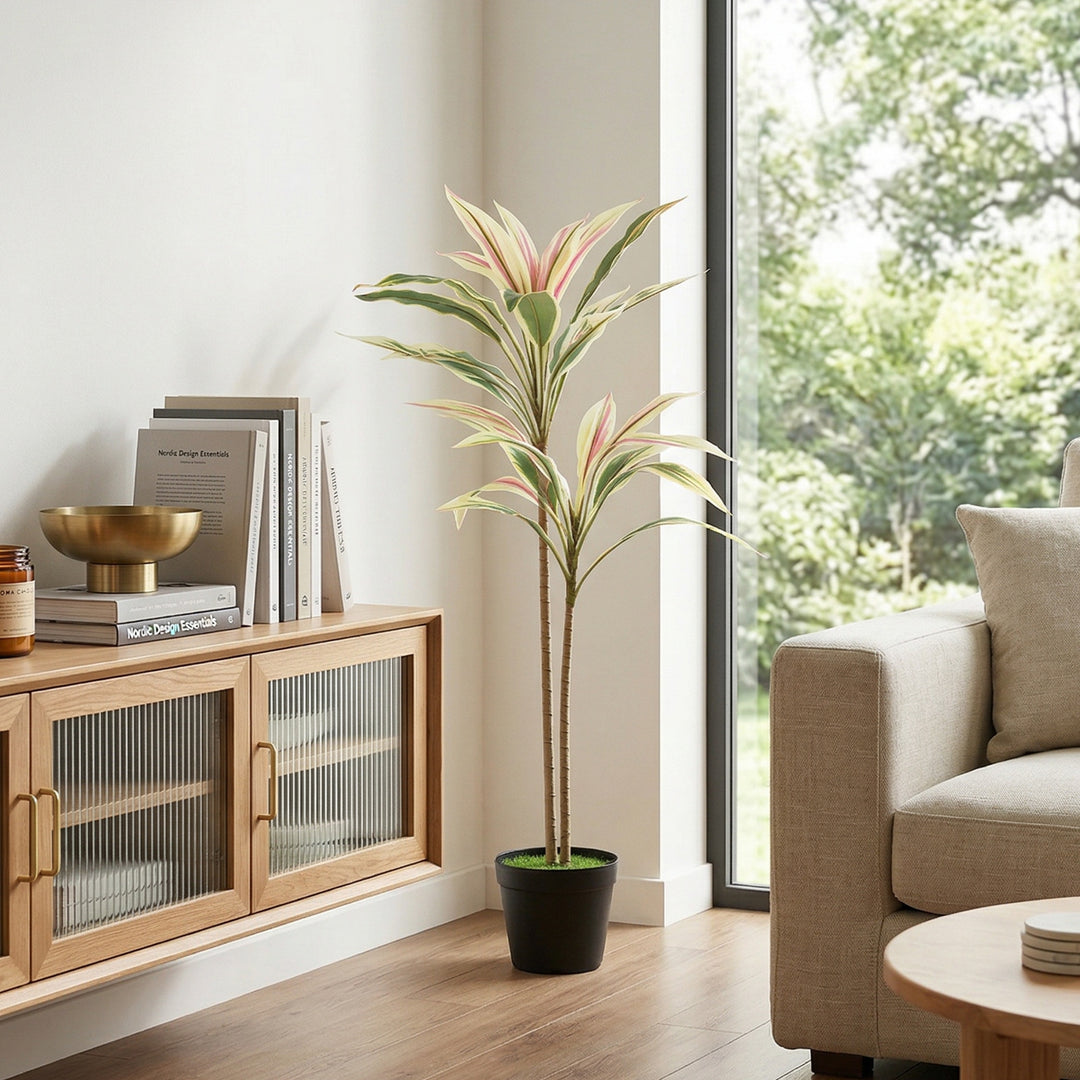 90 cm Artificial Cordyline Tree in Moss Effect Pot, Realistic PEVA Fau