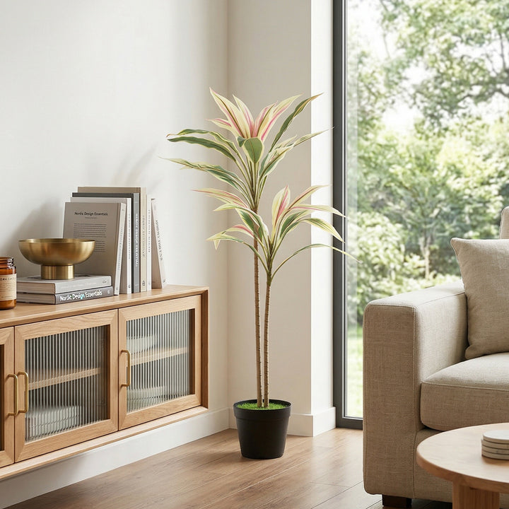 90 cm Artificial Cordyline Tree in Moss Effect Pot, Realistic PEVA Fau