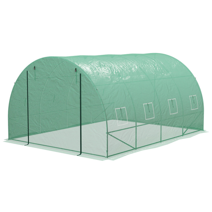 Outsunny Sprinkler System Polytunnel Greenhouse, 4 x 3(m), Green