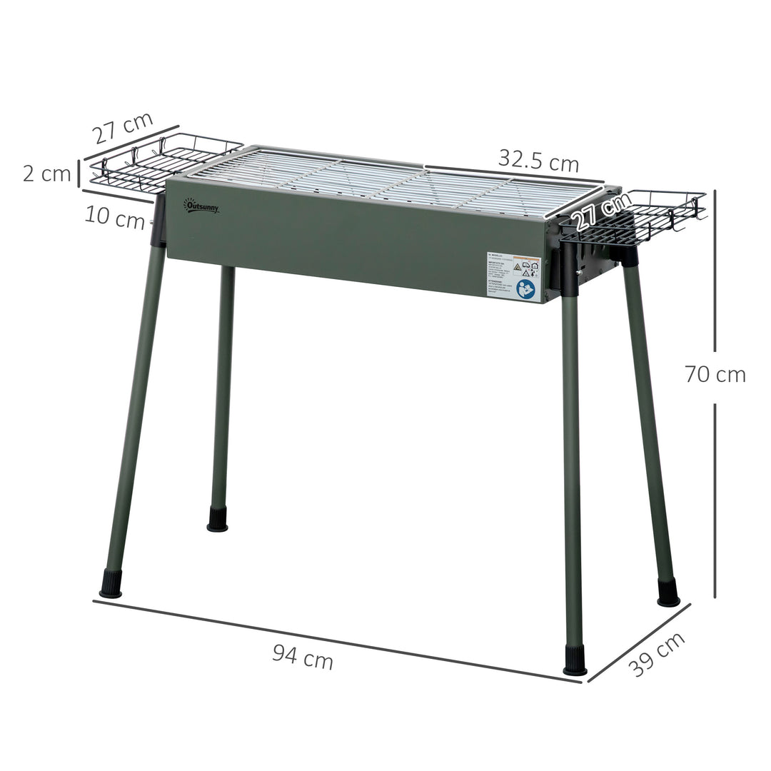 Portable Charcoal Barbecue BBQ Grill with Seasoning Baskets and Hooks, Compact Stainless Steel Cooker for Camping Picnic Hiking Garden Party Festival