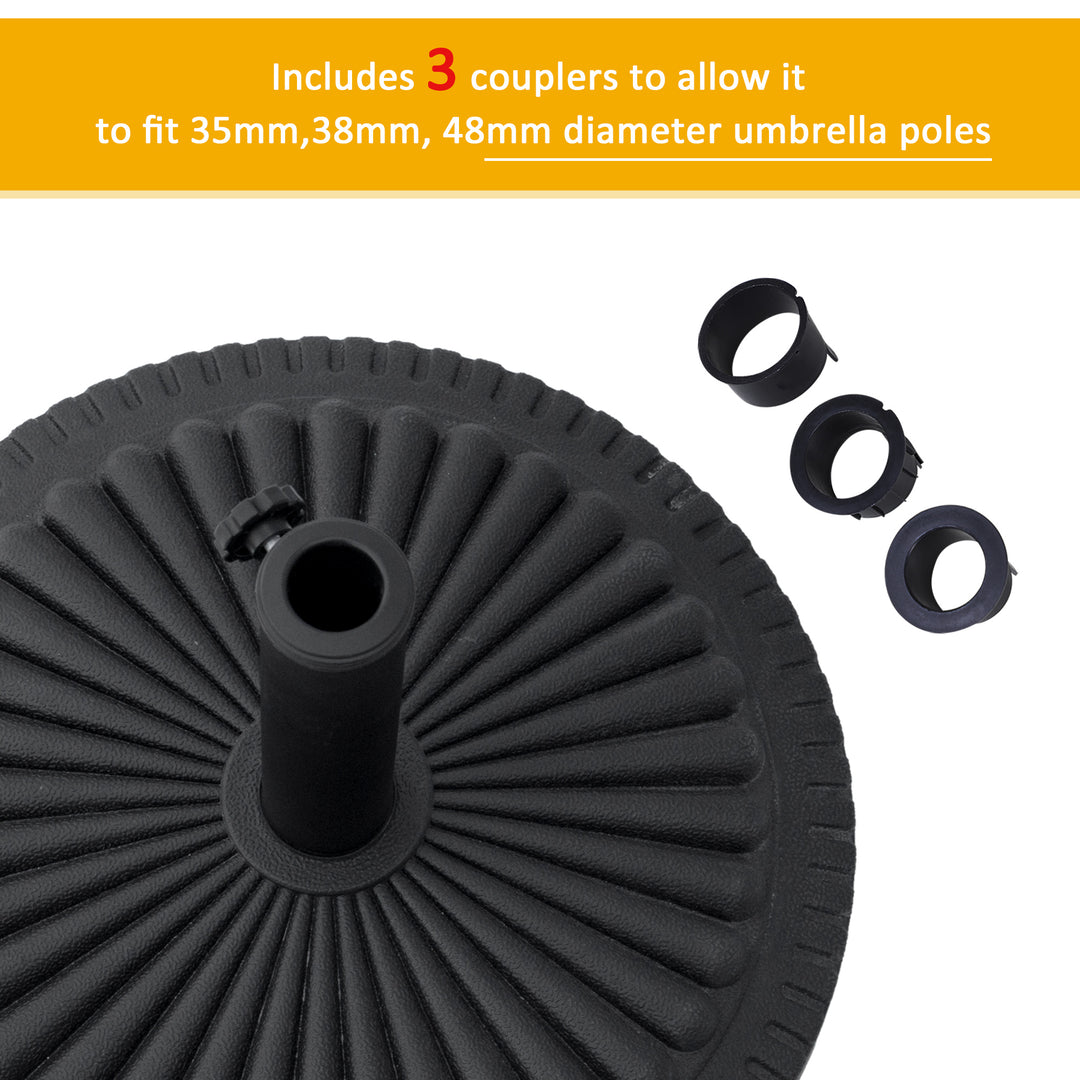 14kg Round Cement Parasol Base Umbrella Weight Stand Holder Fits Φ35mm,Φ38mm,Φ48mm Pole for Patio Outdoor Garden - Black