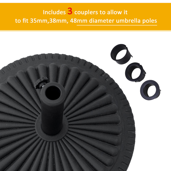 14kg Round Cement Parasol Base Umbrella Weight Stand Holder Fits Φ35mm,Φ38mm,Φ48mm Pole for Patio Outdoor Garden - Black