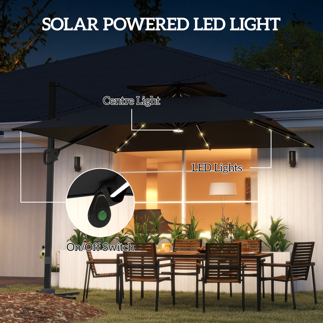 Multi-Angle LED Light Parasol Umbrella - Black
