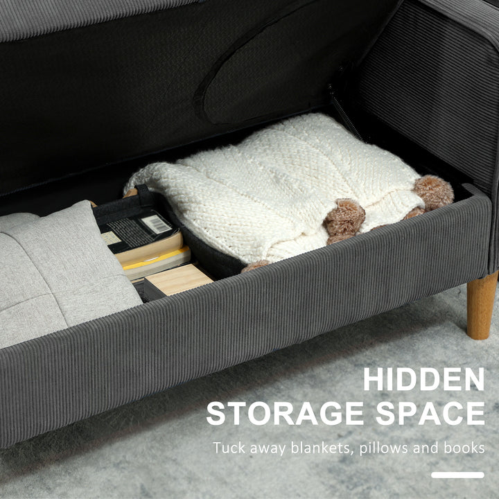 Small Two-Seater Corduroy Sofa - Grey