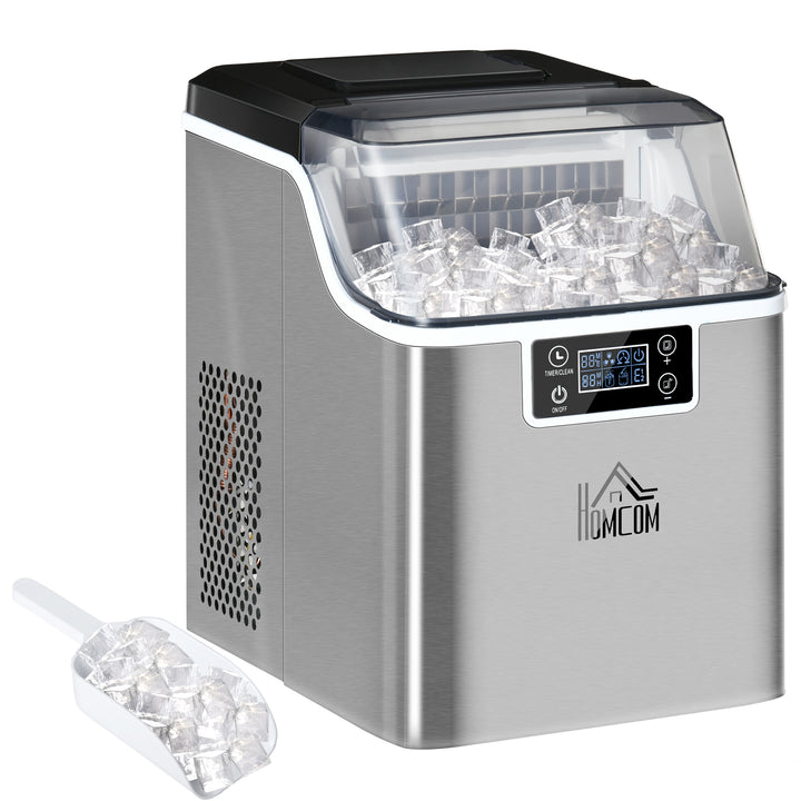 HOMCOM Ice Maker Machine, Counter Top Ice Cube Maker for Home, 20kg in 24 Hrs, 3.2L w/ Adjustable Cube Size, Self Cleaning Function | Aosom UK