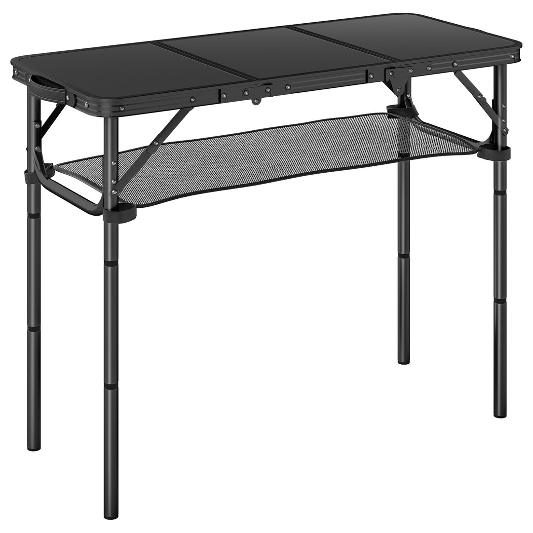 3ft Folding Camping Table, Picnic Table with Mesh Storage Layer, Carry
